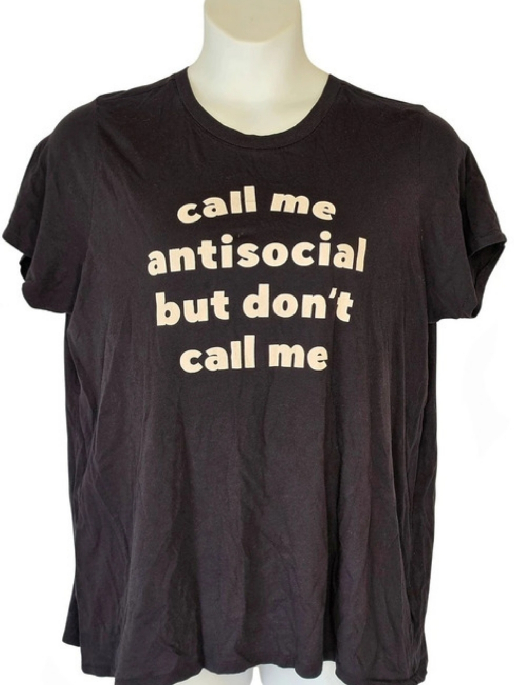 Torrid 1 Call Me Antisocial Graphic Tee Black 4127-